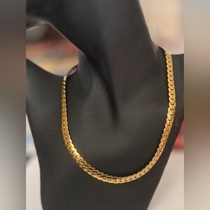 Elegant Thick Stainless Steel Snake Gold Tone Chain Necklace